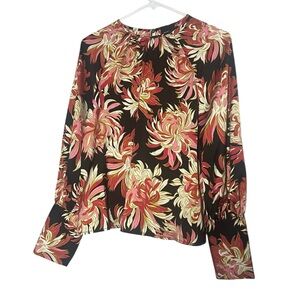 Who What Wear Floral Blouse - Black and Pink